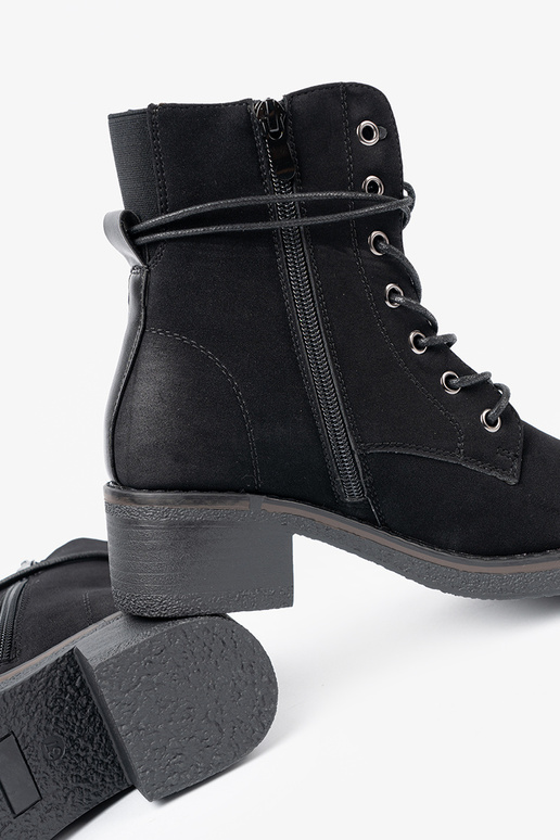 čierna čižmy čipkovaný na nízkom podpätku