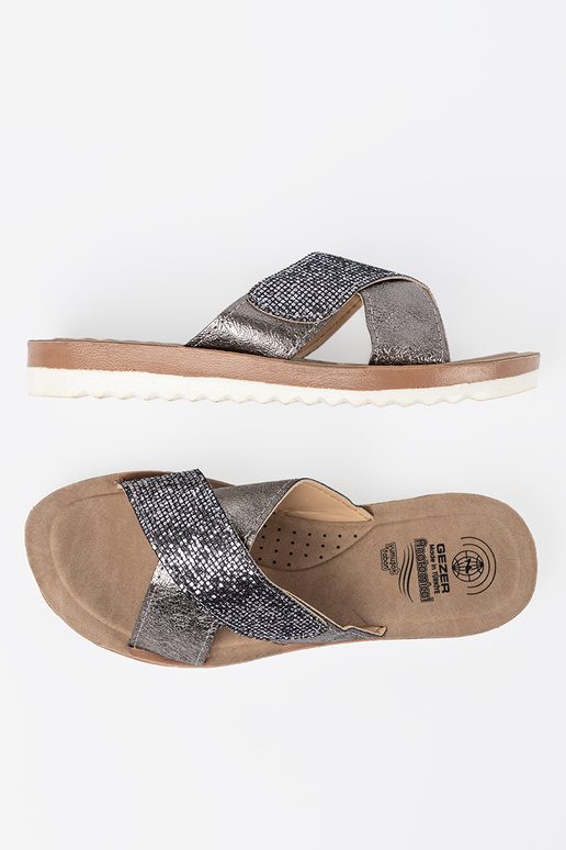 Kovové prevedenie papuče dámske s bielou podrážkou