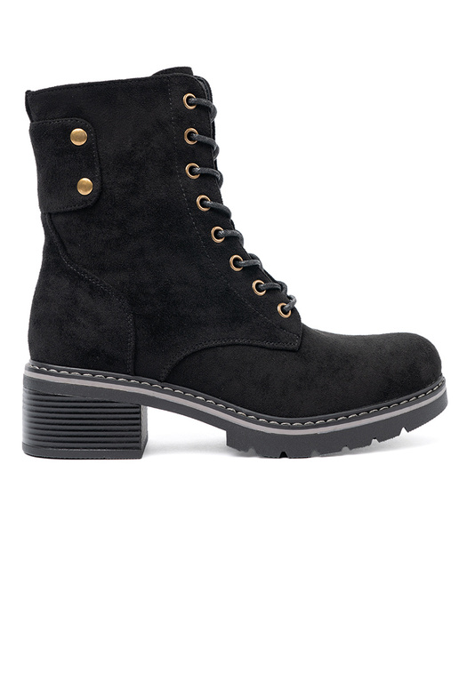 čierna čipkovaný topánky z grubą podeszIną