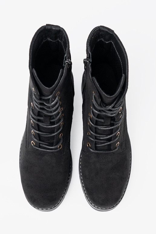 čierna čipkovaný topánky z grubą podeszIną