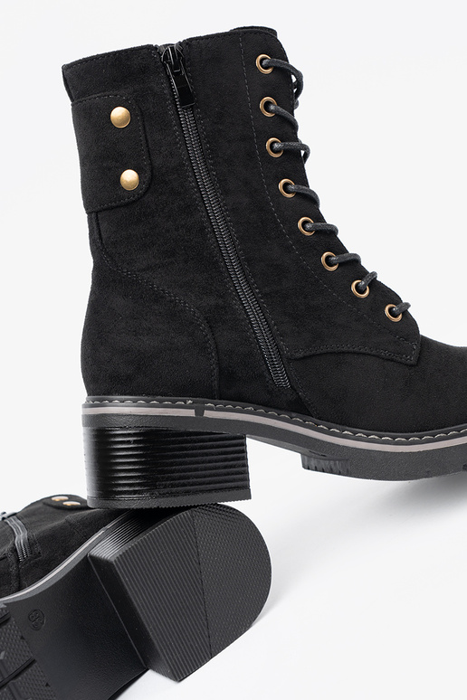 čierna čipkovaný topánky z grubą podeszIną