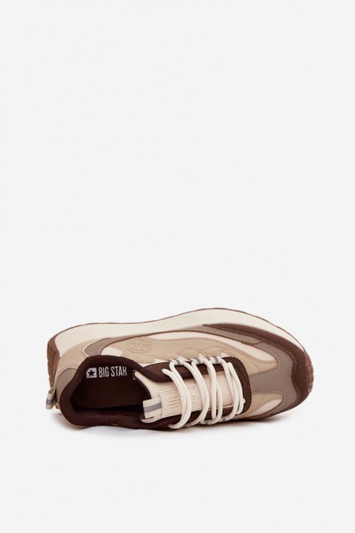 Tenisky model obuvi Dámske s platformou Big Star SS274002 HI-POLY SYSTEM béžová