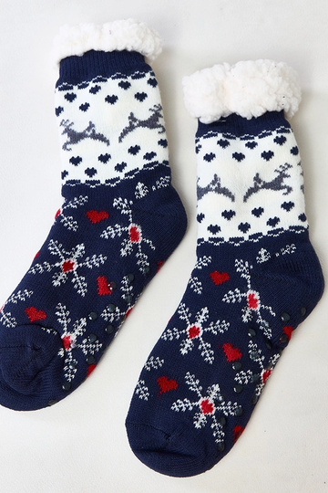 Tmavomodré biele ponožky s...