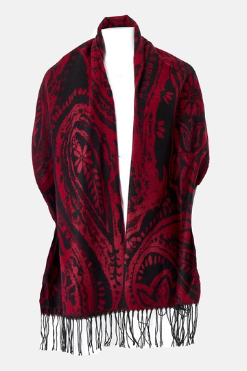 Červeno-čierny šál s kvetmi...