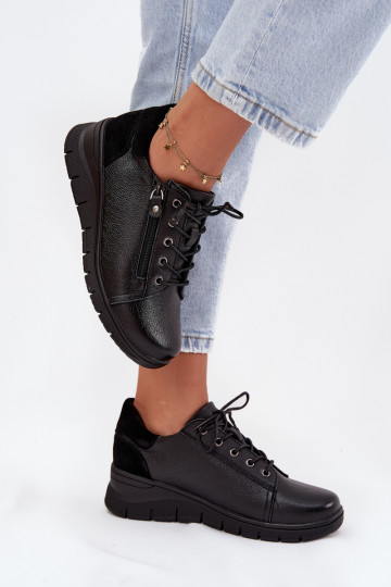 Kožené topánky Dámske Zapnuté INedge Vinceza 39964 čierna