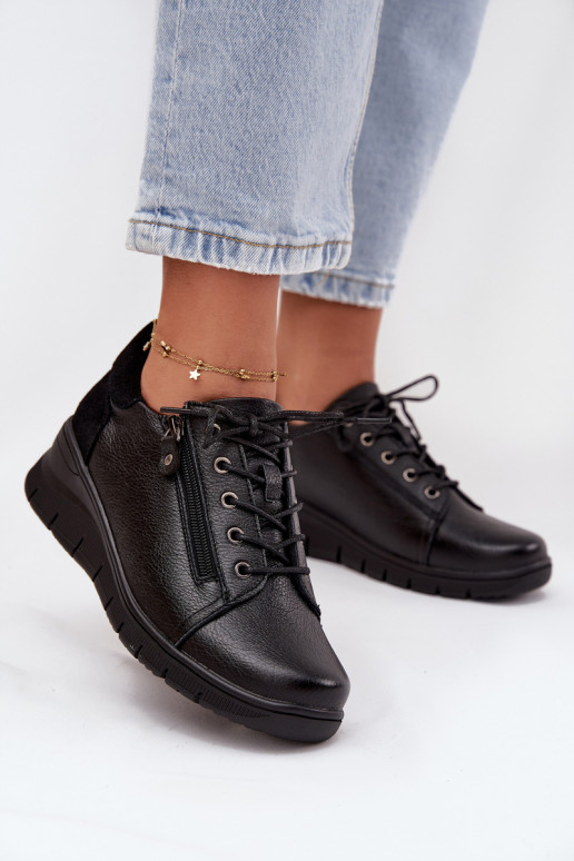 Kožené topánky Dámske Zapnuté INedge Vinceza 39964 čierna