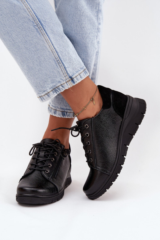 Kožené topánky Dámske Zapnuté INedge Vinceza 39964 čierna