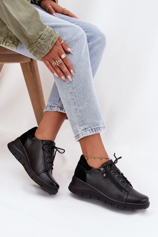 Kožené topánky Dámske Zapnuté INedge Vinceza 39964 čierna