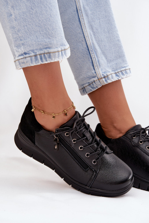 Kožené topánky Dámske Zapnuté INedge Vinceza 39964 čierna