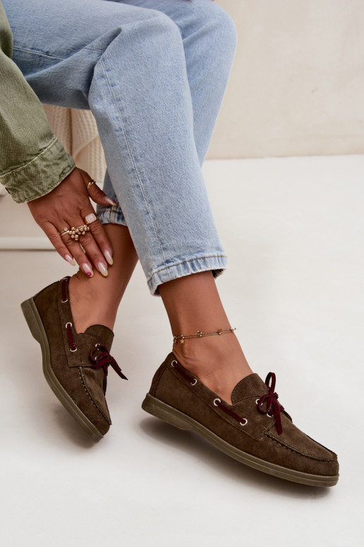 topánky dámske mokasíny so štýlovými detailmi khaki farby Calivra topánky dámske mokasíny so štýlovými detailmi khaki farby Calivra