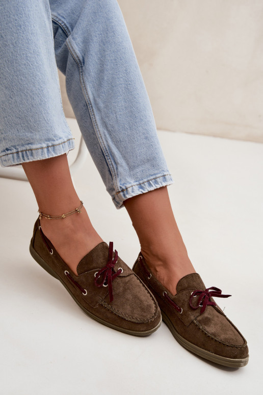 topánky dámske mokasíny so štýlovými detailmi khaki farby Calivra topánky dámske mokasíny so štýlovými detailmi khaki farby Calivra