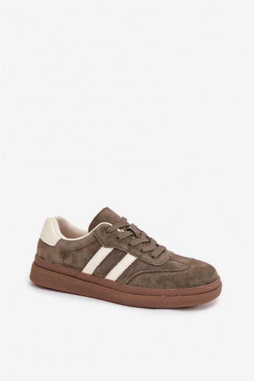 Tenisky model obuvi Dámske zo semišu s platformou khaki farby Sylviona