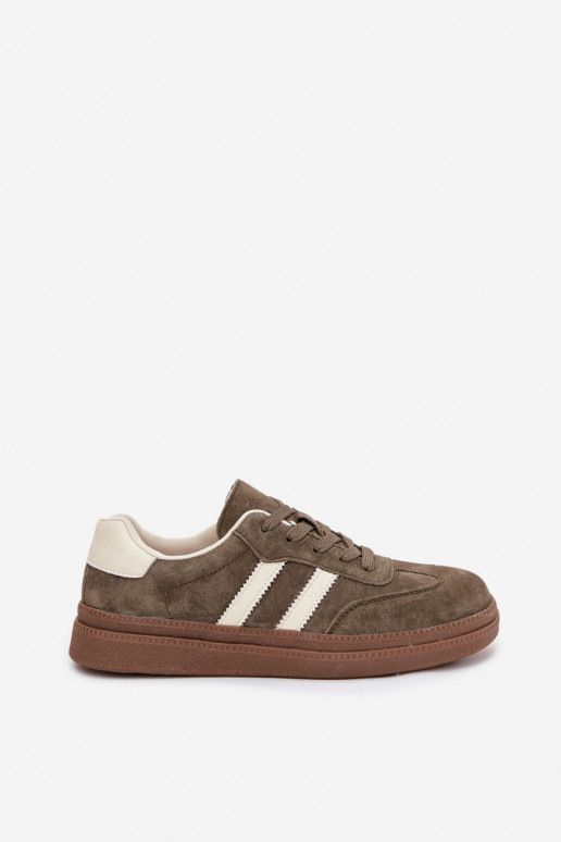 Tenisky model obuvi Dámske zo semišu s platformou khaki farby Sylviona