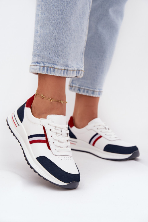 tenisky Kožené Dámske biely-tmavomodrá Lorvessa