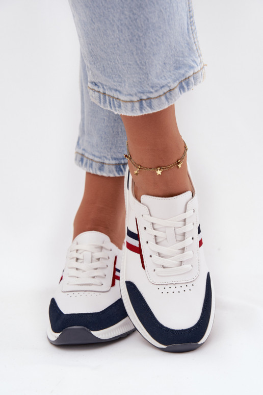 tenisky Kožené Dámske biely-tmavomodrá Lorvessa