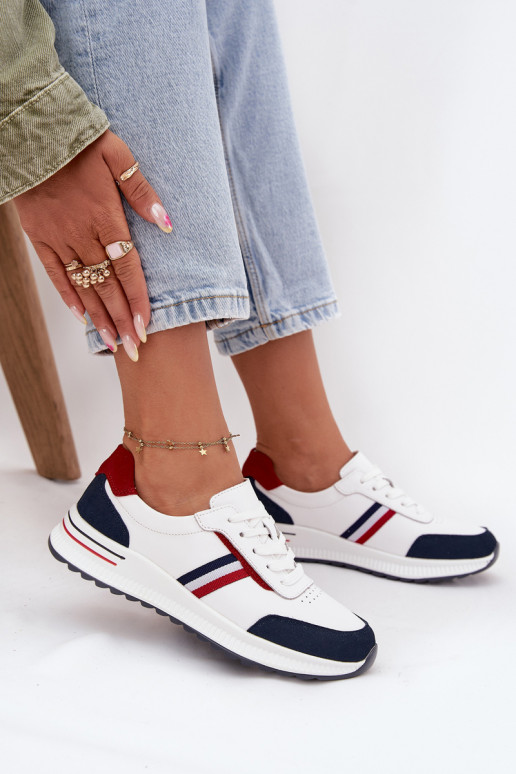 tenisky Kožené Dámske biely-tmavomodrá Lorvessa