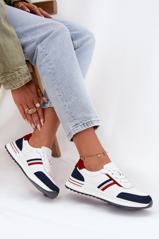 tenisky Kožené Dámske biely-tmavomodrá Lorvessa