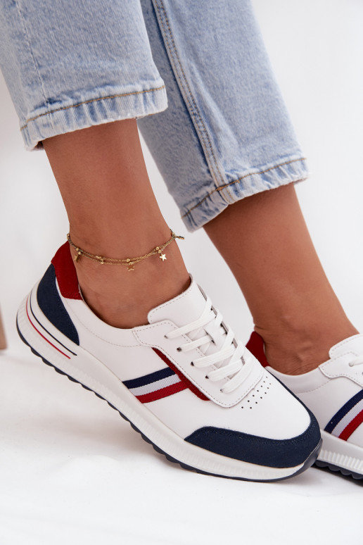 tenisky Kožené Dámske biely-tmavomodrá Lorvessa