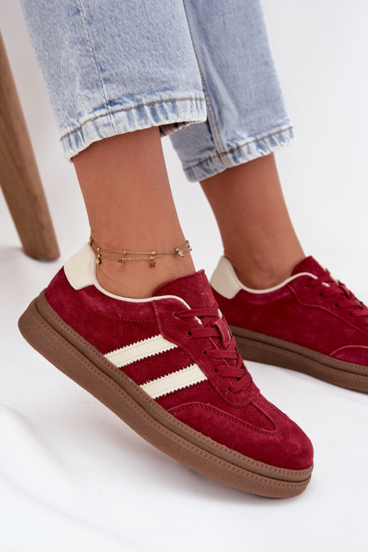 Tenisky model obuvi Dámske zo semišu s platformou bordová Sylviona