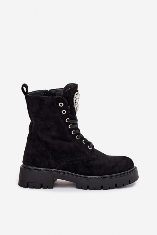 Pracovné členkové topánky Dámske so svietiacimi otvormi Zapnuté Języku čierna Rosira