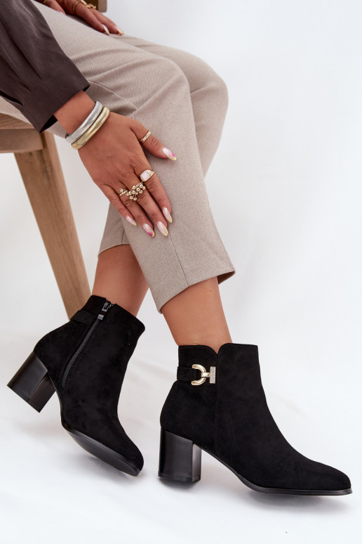 zahriať sa Dámske čižmy Ze zlatej farbym Detalem čierna Renora zahriať sa Dámske čižmy Ze zlatej farbym Detalem čierna Renora