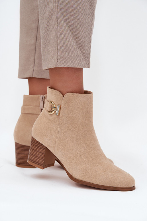 zahriať sa Dámske čižmy Ze zlatej farbym Detalem béžová Renora zahriať sa Dámske čižmy Ze zlatej farbym Detalem béžová Renora