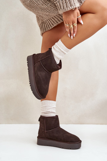 Kožené zo semišu Snehule s platformou Pre kocku Hnedá farba Rianaella 2