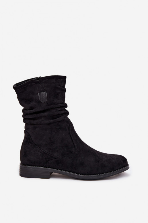 zahriať sa Dámske čižmy S nazberaným zvrškom so širokými podpätkami čierna Krisia