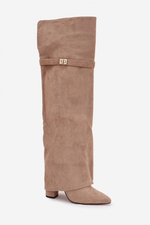 zahriať sa čižmyINyIniniętą CholeInką nad kolenom Obcas Słupek béžová Serelle