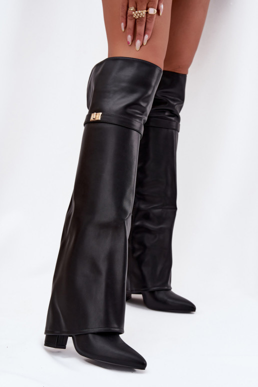 zahriať sa čižmyINyIniniętą CholeInką nad kolenom Obcas Słupek čierna Serelle