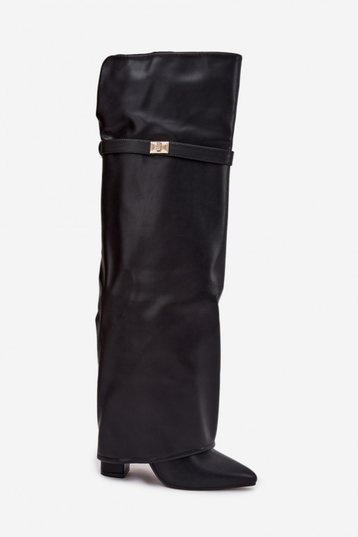 zahriať sa čižmyINyIniniętą CholeInką nad kolenom Obcas Słupek čierna Serelle