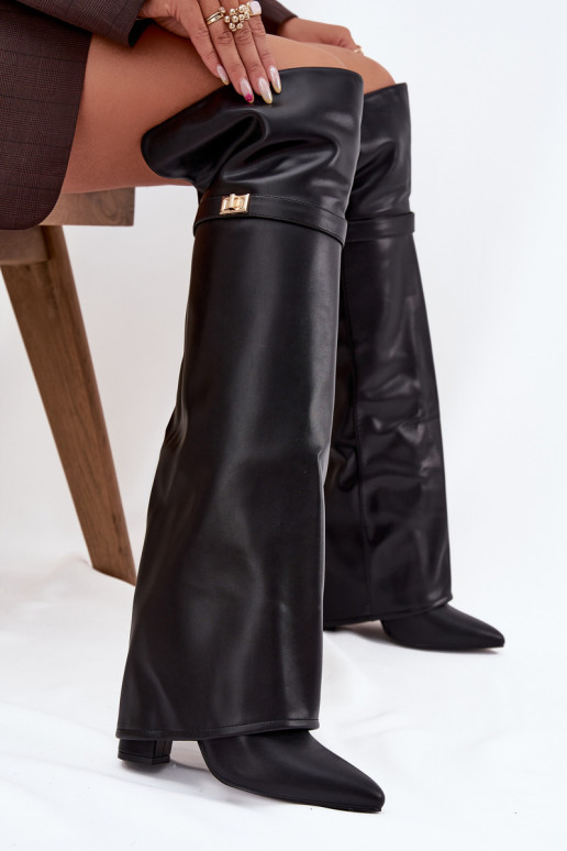 zahriať sa čižmyINyIniniętą CholeInką nad kolenom Obcas Słupek čierna Serelle