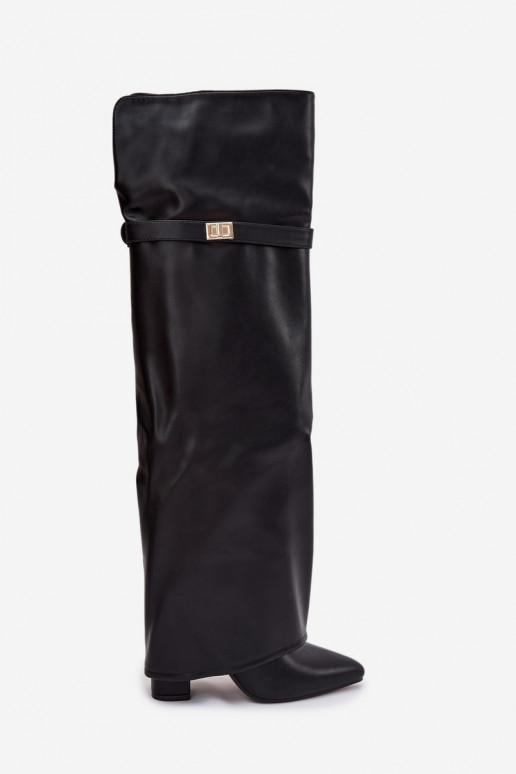 zahriať sa čižmyINyIniniętą CholeInką nad kolenom Obcas Słupek čierna Serelle