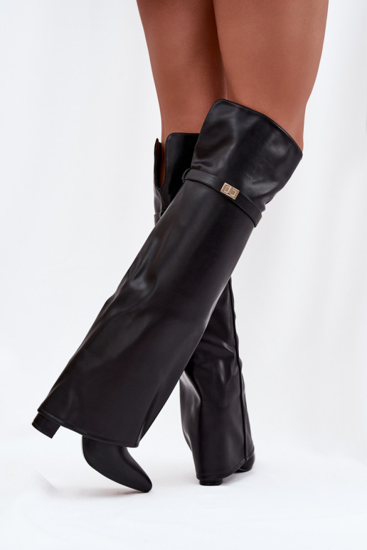 zahriať sa čižmyINyIniniętą CholeInką nad kolenom Obcas Słupek čierna Serelle