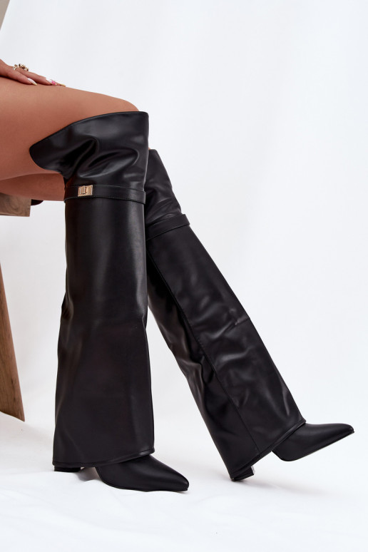 zahriať sa čižmyINyIniniętą CholeInką nad kolenom Obcas Słupek čierna Serelle