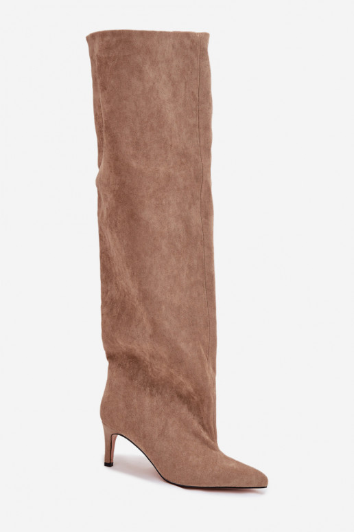 dámske čižmy s tenkými podpätkami Trvalý model béžová Mávilla