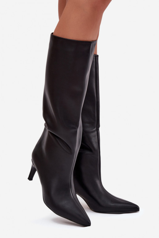 dámske čižmy Trvalý model zahriať sa s tenkými podpätkami čierna Olivienne