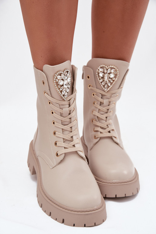 Pracovné členkové topánky Dámske so svietiacimi otvormi Zapnuté Języku slonovina Rosira