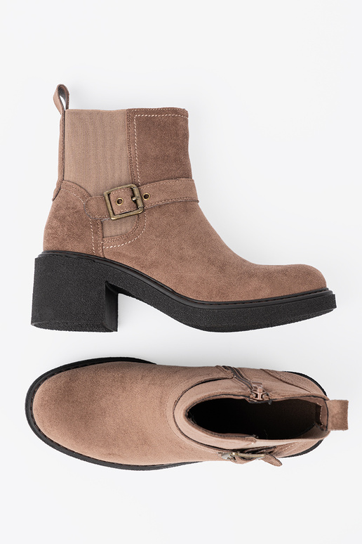 Štýlový béžová čižmy na stabilnej päte