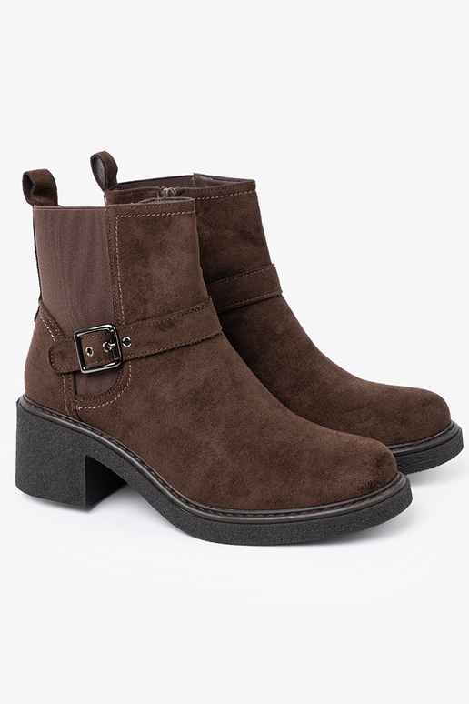 Štýlový Hnedá farba čižmy na stabilnej päte