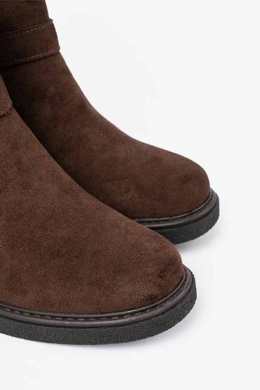 Štýlový Hnedá farba čižmy na stabilnej päte