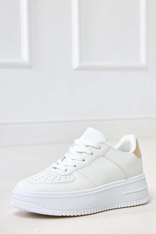 Biele športové topánky s platformou a...