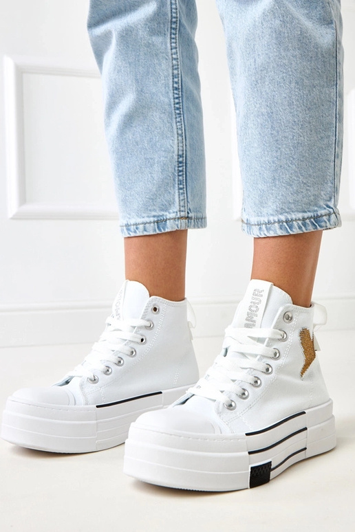 Biele vysoké športové topánky s...