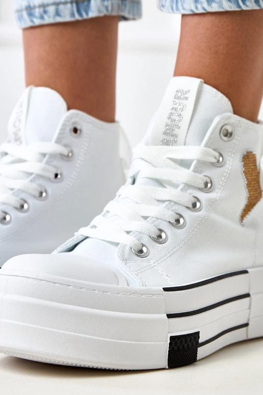 Biele vysoké športové topánky s...