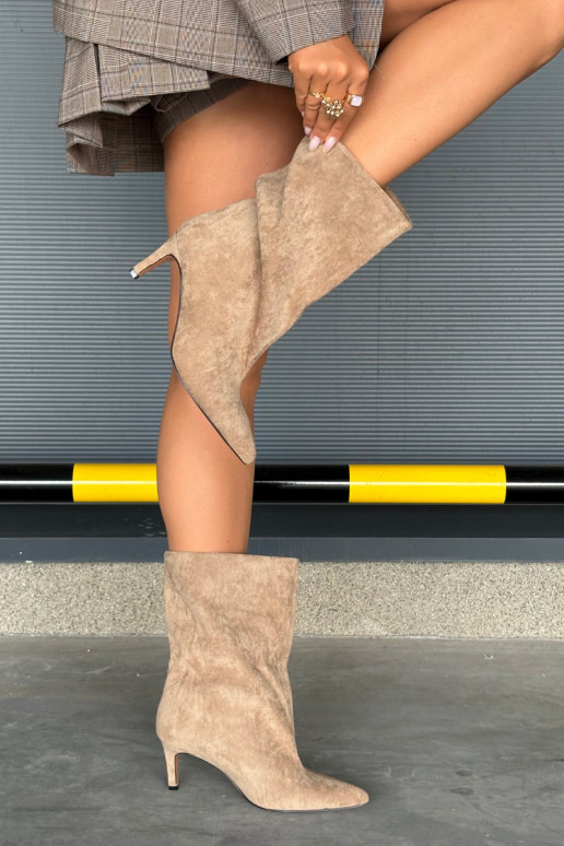 Trvalý model Dámske čižmy s tenkými podpätkami béžová Solvienne