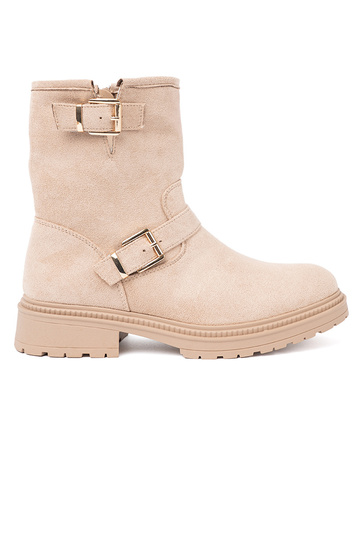 Štýlový jsnobéžová čižmy s ozdobnými prackami 2