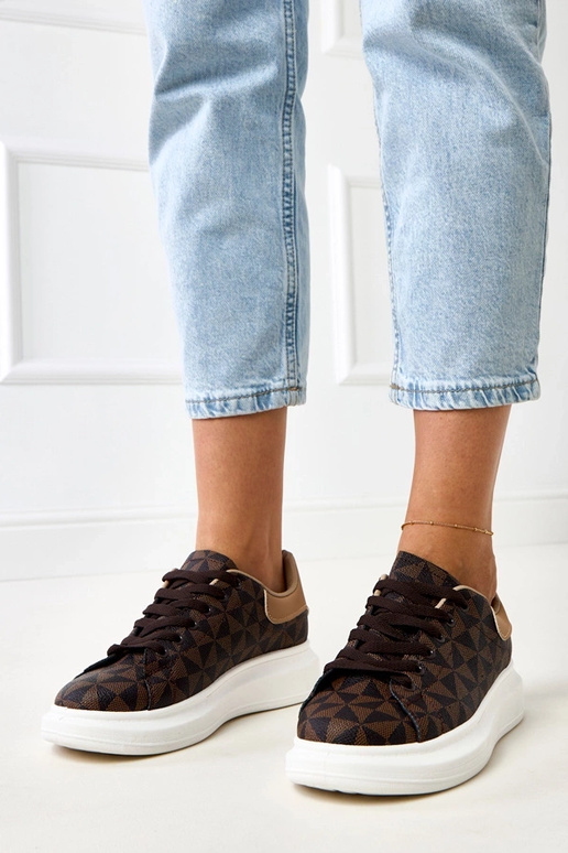 Hnedé športové tenisky s platformou a...