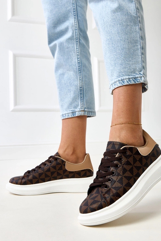 Hnedé športové tenisky s platformou a...