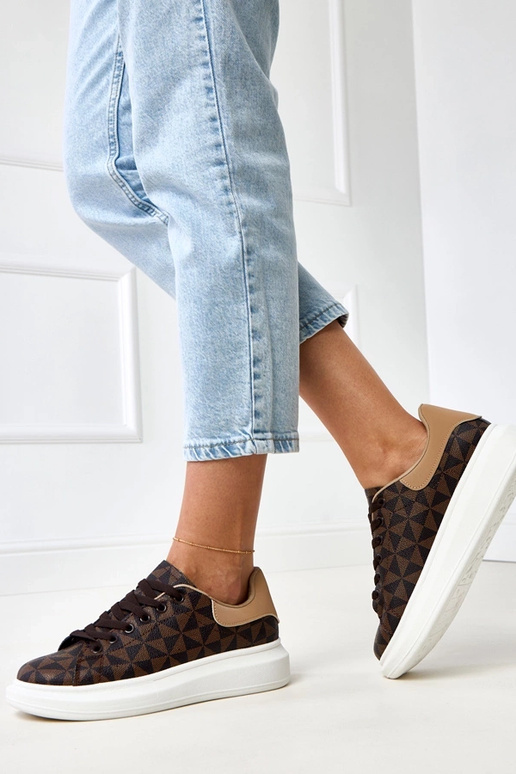 Hnedé športové tenisky s platformou a...