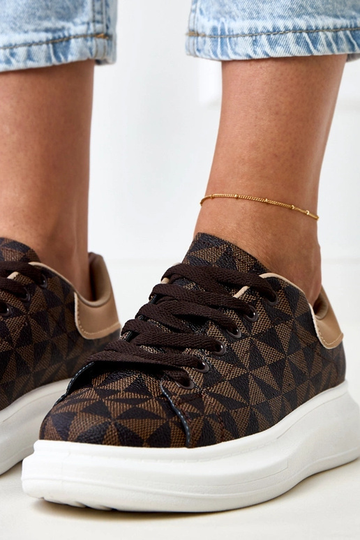 Hnedé športové tenisky s platformou a...